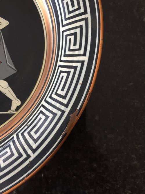 Solid copper Greek painted plate